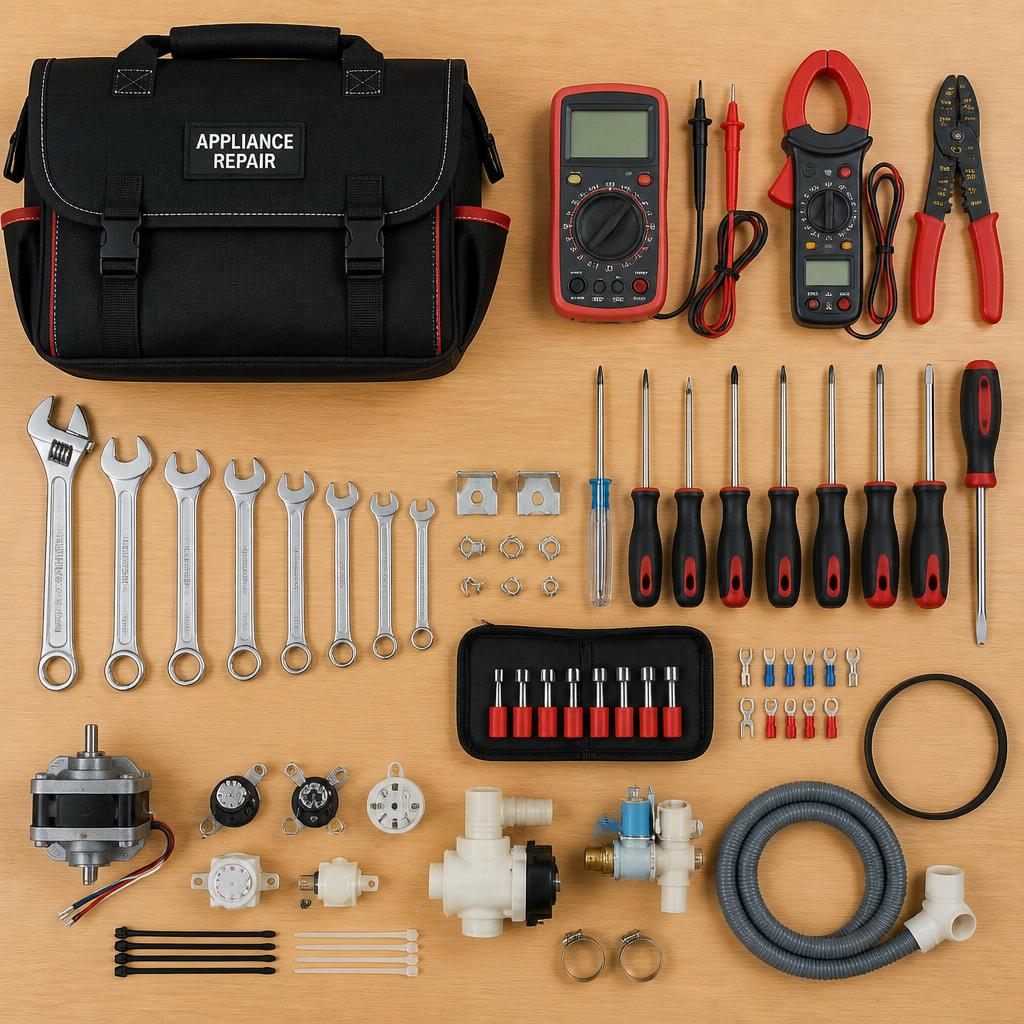 Full appliance repair tool kit and replacement parts